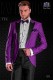 Italian purple tuxedo with satin lapels. Peak lapels and 1 button. Wool mix fabric.