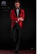 Tuxedo red shantung with satin lapels. Peak lapels and 1 button. Shantung silk mix fabric.