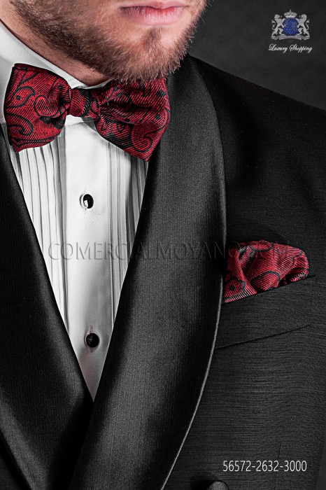 Jacquard rouge arc cravate en soie