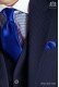Electric blue satin tie and handkerchief