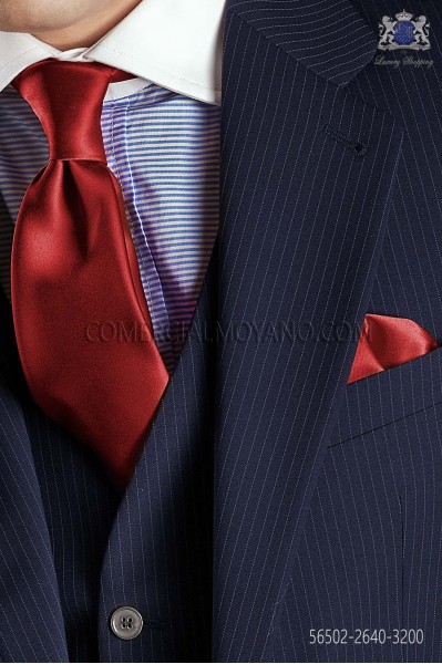 Red satin tie and handkerchief