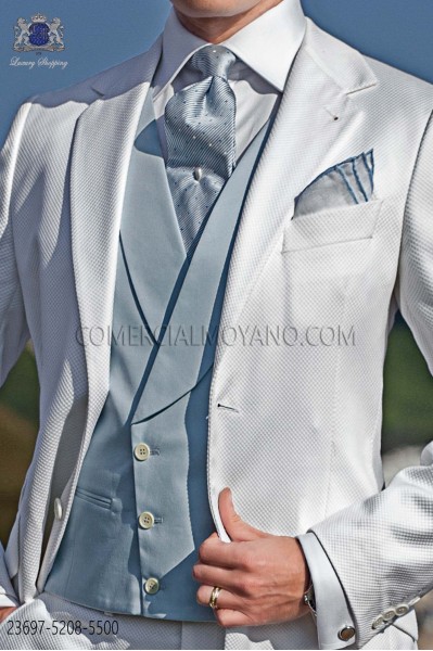 Light blue double-breasted waistcoat in cotton satin