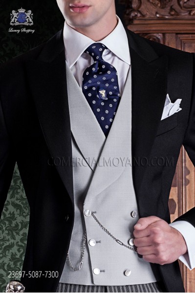 Light gray groom double-breasted waistcoat 23697-5079-7300 Ottavio Nuccio Gala