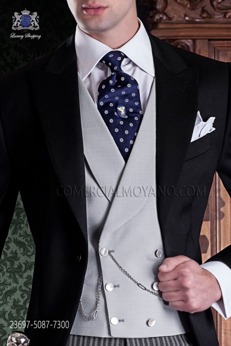 Light gray groom double-breasted waistcoat 