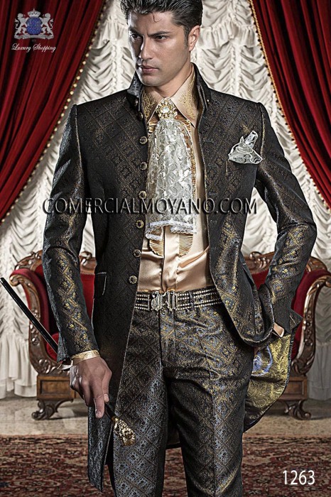 Baroque Italian black/gold wedding suit 