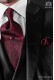 Red cashmere design ascot tie with maching pocket handkerchief