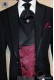 Groom double breasted waistcoat Italian tailoring, 8 button. Red and black Jacquard fabric.