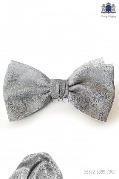 Groom bow-tie and handkerchief in pearl jacquard 
