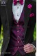 Black-fuchsia groom waistcoat in silk jacquard fabric
