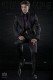 Costume italienne pour homme de mode noir avec pois violet