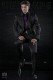 Italienisch Mode Herren Anzug schwarz mit violett Mikromuster