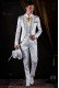 Baroque white satin frock coat golden embroidered.