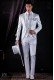Baroque white satin frock coat silver embroidered.