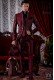 Baroque brocade red frock coat silver embroidered.