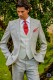 Italian stitched bespoke pearl grey metalized linen suit