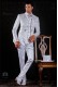 Barock weißer Gehrock Anzug aus Brokat mit Kristall Brosche.