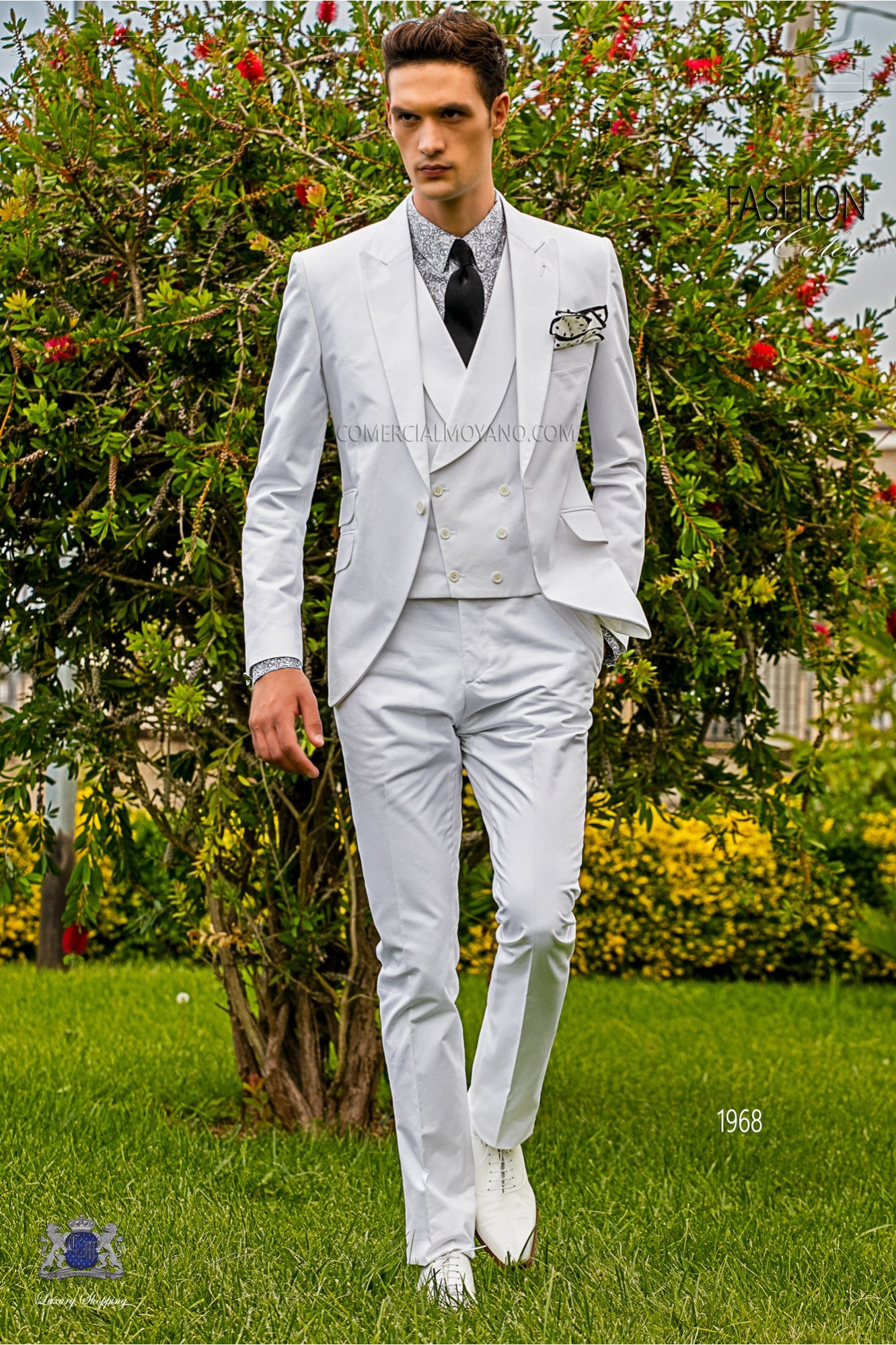 Bespoke wedding suit pure cotton white model 1968 Mario Moyano
