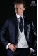 Marineblau Herren Anzug aus Serge Wolle Stoff
