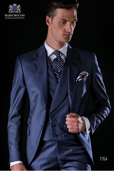 Italian bespoke suit blue fil a fil wool mix