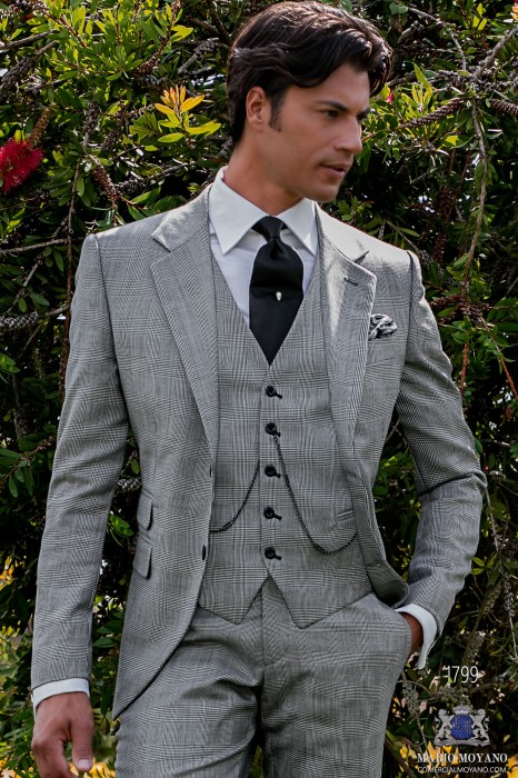 Bespoke Prince of Wales gray suit