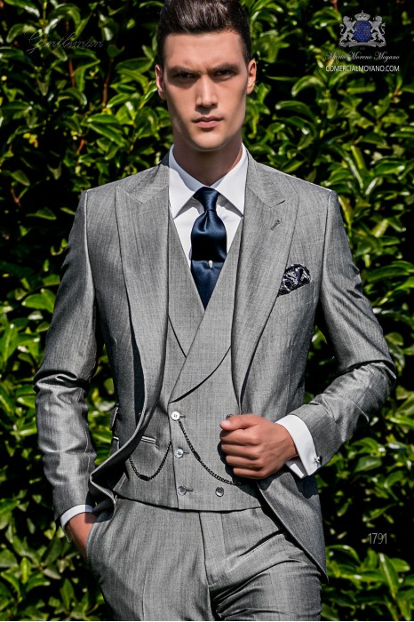Bespoke light grey suit mohair wool mix alpaca