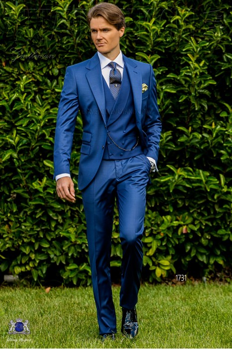 Italian bespoke royal blue cool wool mix suit