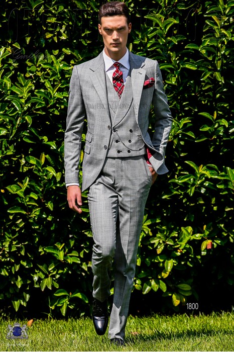 Bespoke Prince of Wales grey and red suit