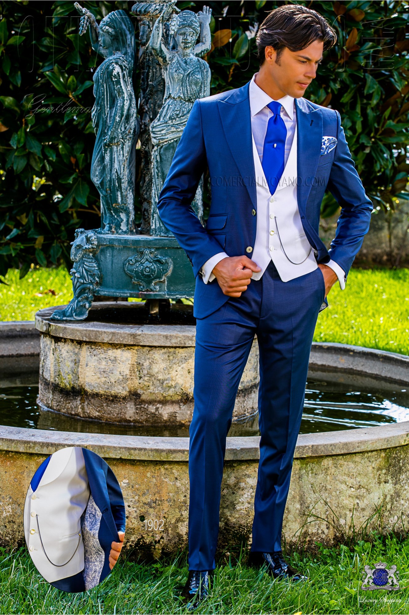 Bespoke suit royal blue cool wool mix