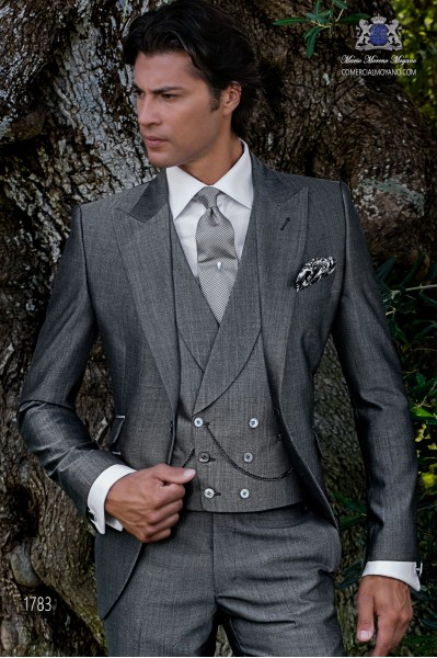 Costume homme gris laine mélangé mohair alpaga