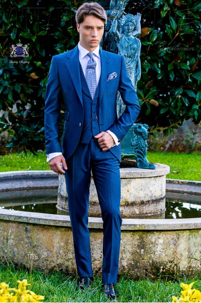 Bespoke royal blue suit mohair wool alpaca