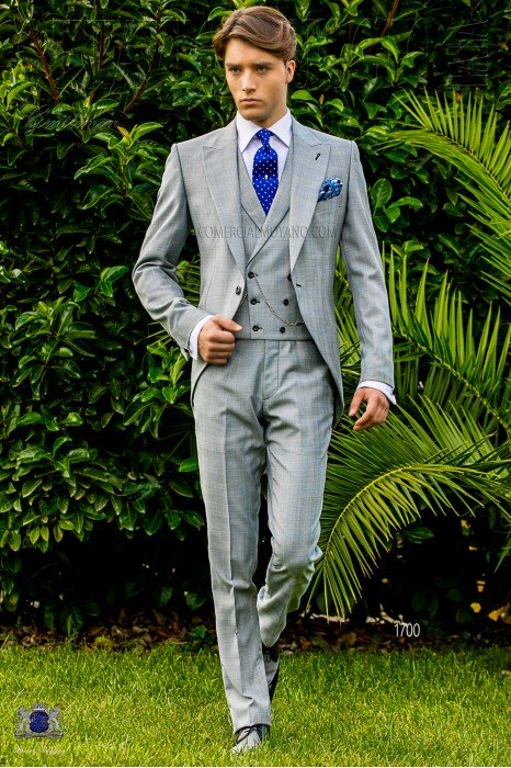 Costume de mariage Prince of Wales gris et bleu clair