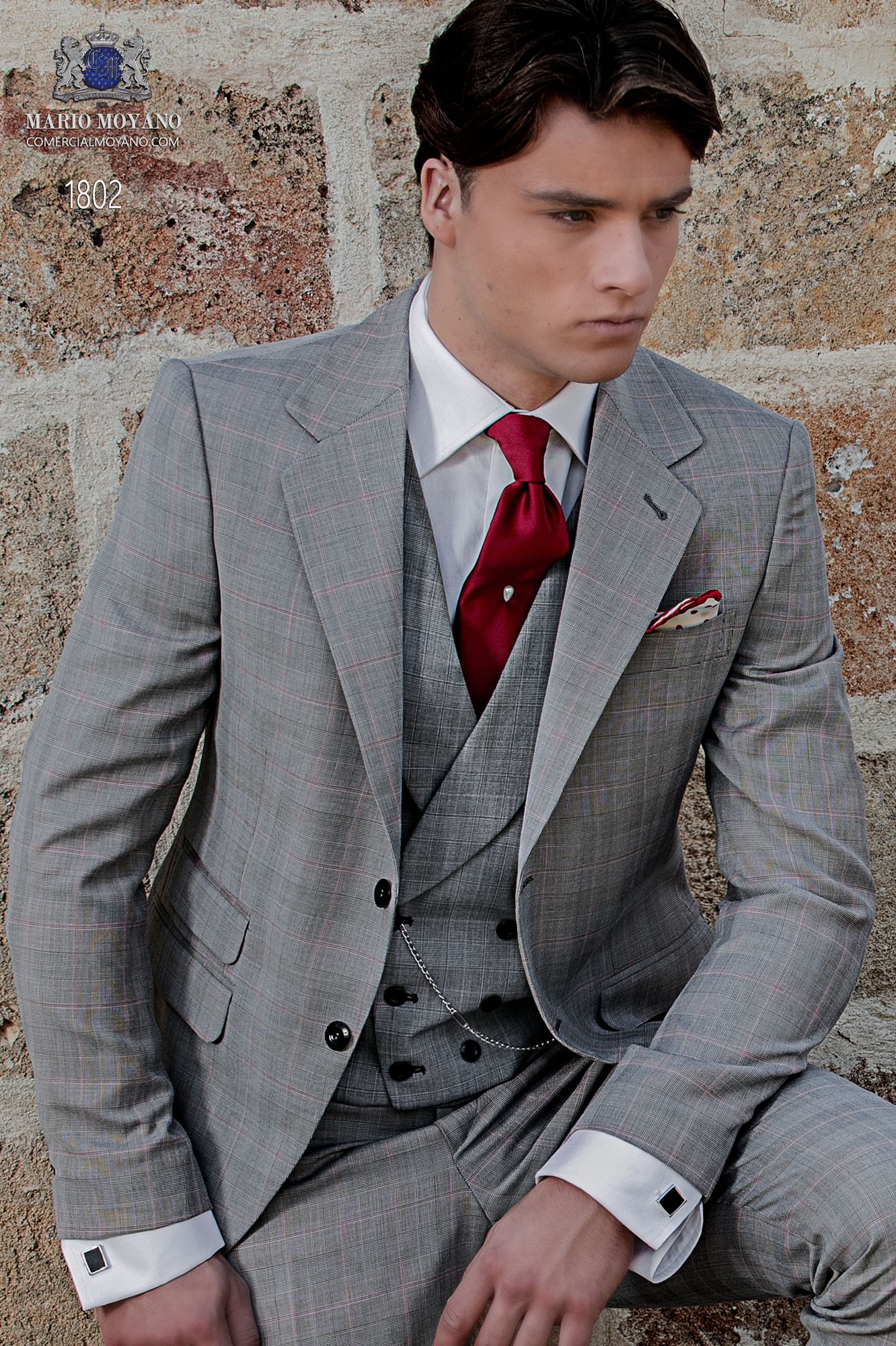 Bespoke Prince of Wales light grey suit model 1802 Mario Moyano