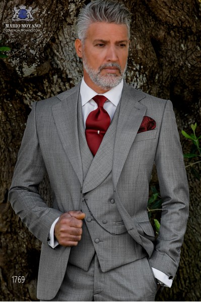 Italian bespoke suit light grey fil a fil wool mix