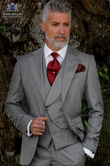 Bespoke suit light grey fil a fil wool mix