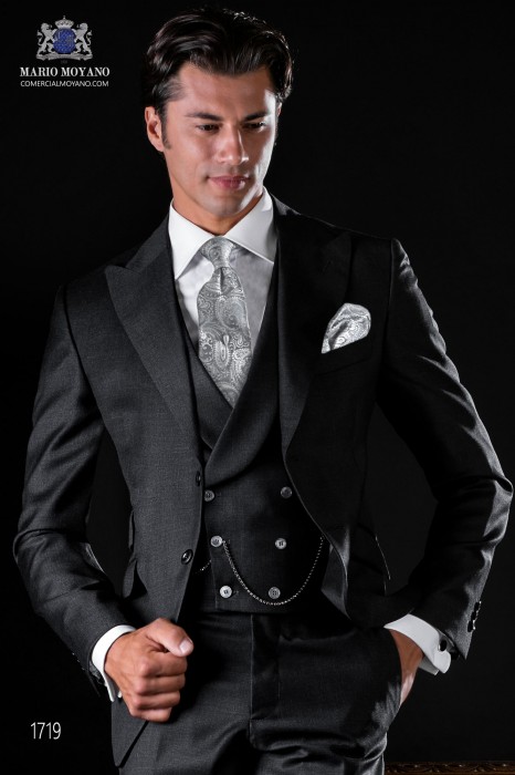 Italienisch anthrazit graue Anzug aus Serge Wolle Stoff