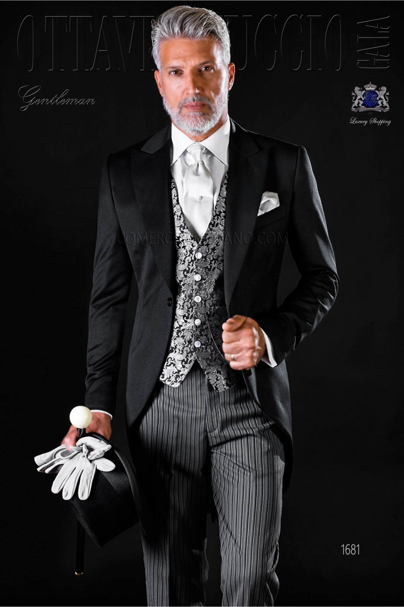 Chaqué clásico negro pura lana con pantalón de etiqueta modelo: 1681 Mario Moyano colección Gentleman