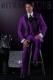 Mode Herren Anzug violett mit Weste und Satin Kontrast