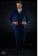 Mode blaue Herren Anzug aus Samt mit Satin Kontrast