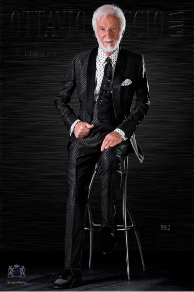 Fashion bespoke tuxedo black monochrome design with shawl collar