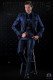 Italian fashion bespoke blue gothic jacquard suit