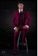 Fashion burgundy italian bespoke 3 pieces suit with black satin details