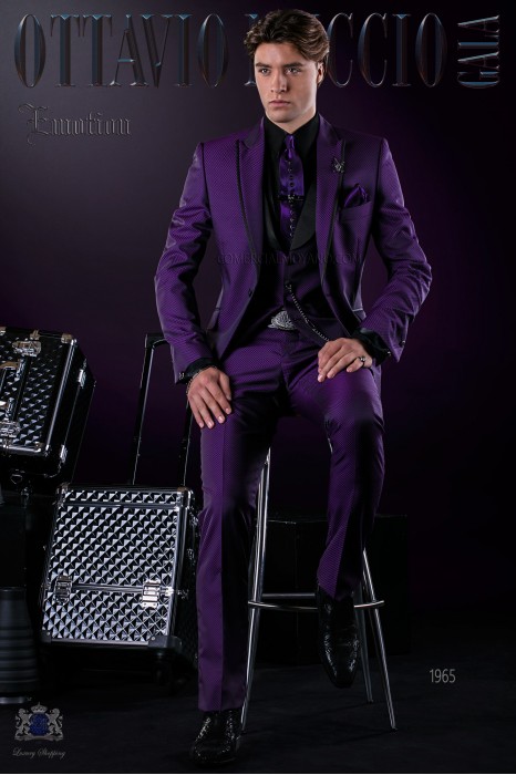 Italienisch Mode Herren Anzug violett Mikromuster