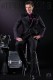 Mode schwarze zweireihig Herren Anzug mit Satin Revers