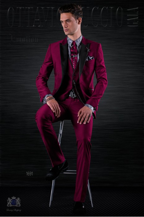 Mode burgunde Herren Anzug mit Weste