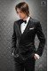 Italienisch schwarze zweireihig Smoking Anzug aus Wollmischung