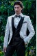 Bespoke black & white shantung dinner jacket combined with a black trousers