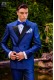 Tuxedo italienne croisé bleu royal de shantung