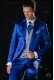 Italian bespoke electric blue satin suit