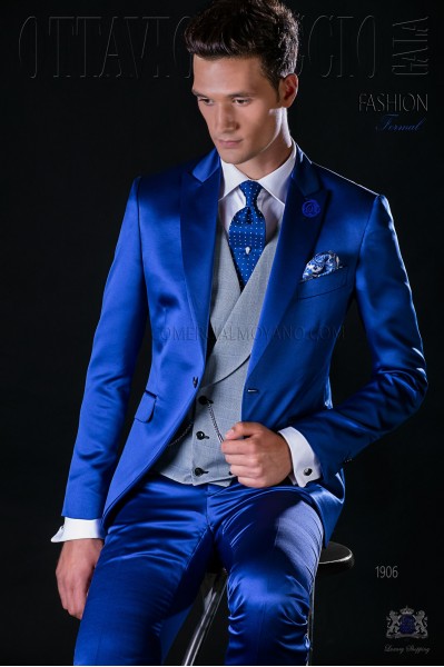 Royal blaue Bräutigam Anzug aus Satin