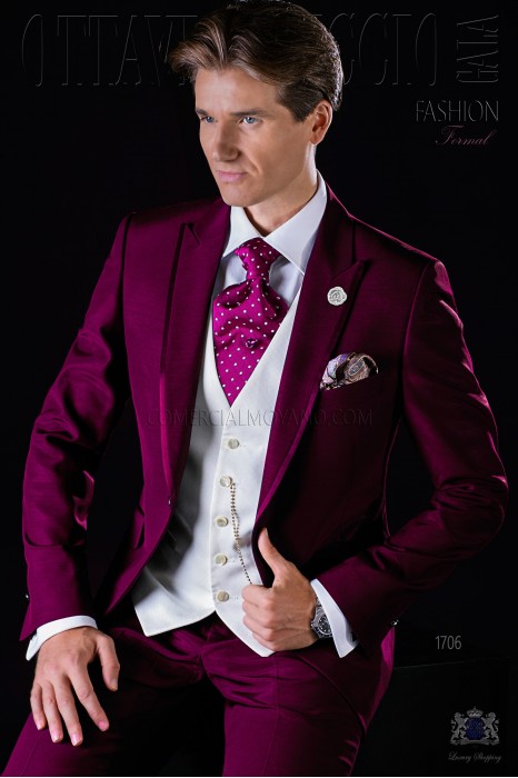 Italian bespoke burgundy wedding suit